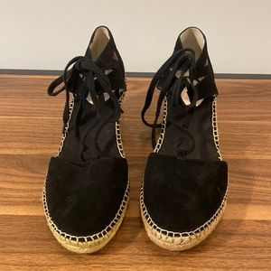 Black suede wedge heel